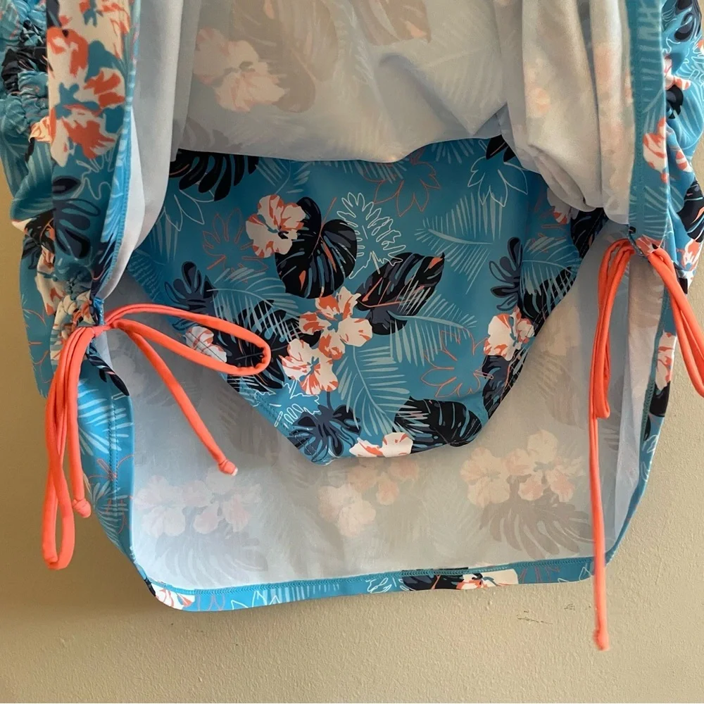 4/$20➡️  ACX Blue & Orange Hawaiian Floral Swim Skort – Plus Size 3X - Picture 11 of 14